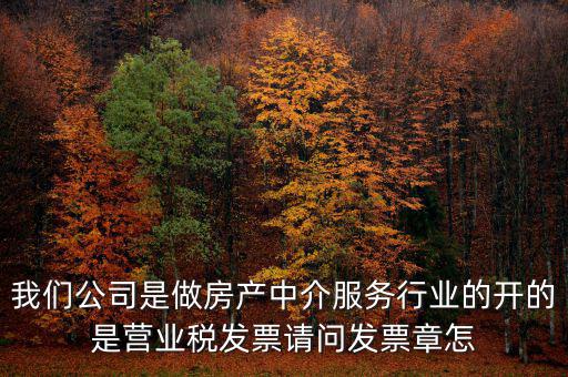 我們公司是做房產(chǎn)中介服務(wù)行業(yè)的開的是營(yíng)業(yè)稅發(fā)票請(qǐng)問(wèn)發(fā)票章怎