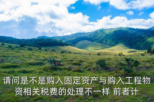 請(qǐng)問是不是購入固定資產(chǎn)與購入工程物資相關(guān)稅費(fèi)的處理不一樣 前者計(jì)