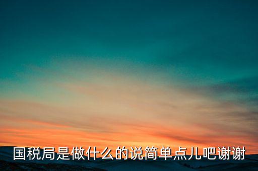 國(guó)稅局是做什么的說簡(jiǎn)單點(diǎn)兒吧謝謝