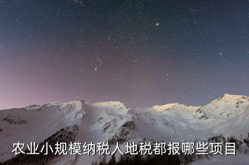 地稅農(nóng)產(chǎn)品需要報什么，農(nóng)業(yè)小規(guī)模納稅人地稅都報哪些項目