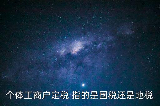 個體交的國稅是什么意思，個體納稅指的是國稅還是地稅