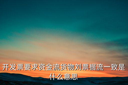 開發(fā)票要求資金流貨物劉票據流一致是什么意思