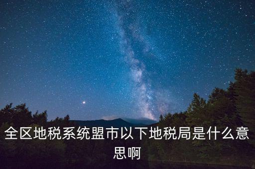 片區(qū)稅務分局是什么意思，全區(qū)地稅系統(tǒng)盟市以下地稅局是什么意思啊