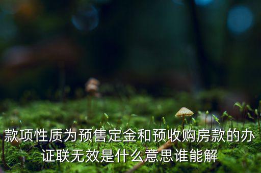 款項性質為預售定金和預收購房款的辦證聯(lián)無效是什么意思誰能解