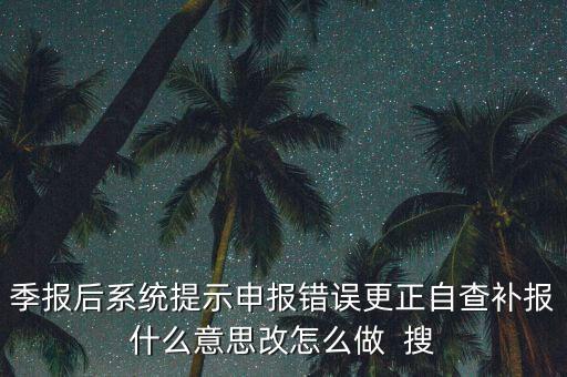 所得稅年報的更正申報是什么意思，季報后系統(tǒng)提示申報錯誤更正自查補(bǔ)報什么意思改怎么做  搜