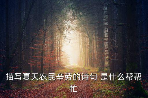 茍稅讀什么，描寫夏天農(nóng)民辛勞的詩句 是什么幫幫忙