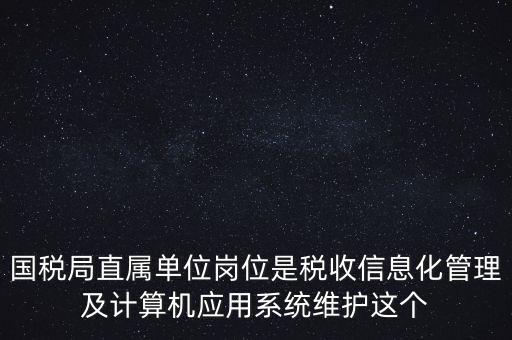 國稅局直屬單位崗位是稅收信息化管理及計算機應用系統(tǒng)維護這個