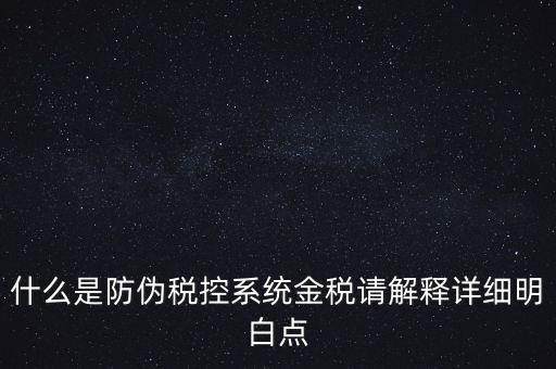 什么是防偽稅控系統(tǒng)金稅請解釋詳細(xì)明白點