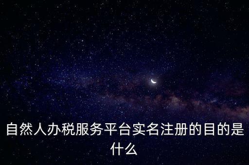 自然人辦稅服務(wù)平臺實(shí)名注冊的目的是什么