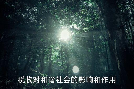 為什么要和諧興稅，稅收對(duì)和諧社會(huì)的影響和作用