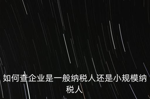 查詢公司什么納稅人，如何查企業(yè)是一般納稅人還是小規(guī)模納稅人