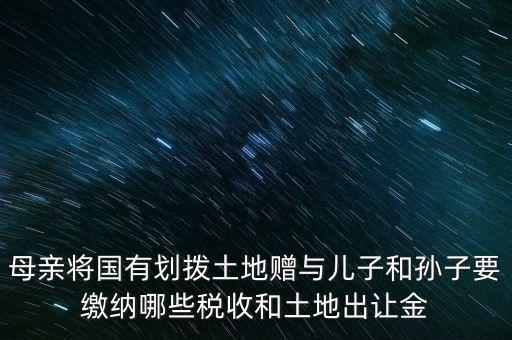 土地贈(zèng)送要交什么稅，母親將國(guó)有劃撥土地贈(zèng)與兒子和孫子要繳納哪些稅收和土地出讓金