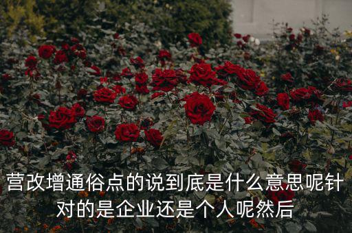 營改增通俗點(diǎn)的說到底是什么意思呢針對的是企業(yè)還是個(gè)人呢然后