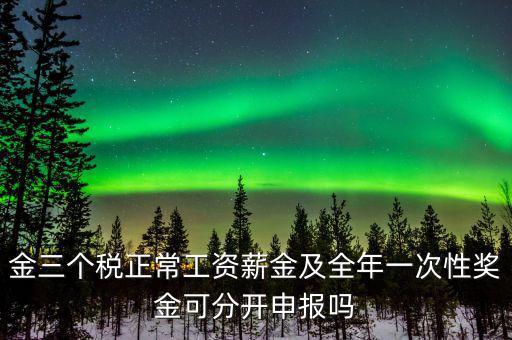 金三個(gè)稅是什么，金三個(gè)稅正常工資薪金及全年一次性獎(jiǎng)金可分開申報(bào)嗎