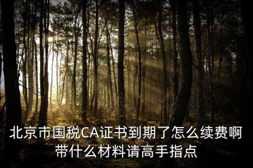 北京市國稅CA證書到期了怎么續(xù)費(fèi)啊帶什么材料請高手指點(diǎn)