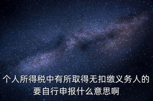 個人所得稅中有所取得無扣繳義務(wù)人的要自行申報什么意思啊