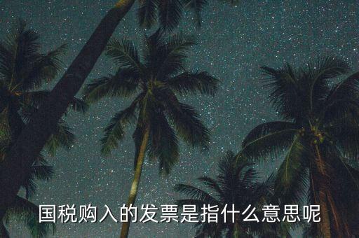 國(guó)稅購入的發(fā)票是指什么意思呢