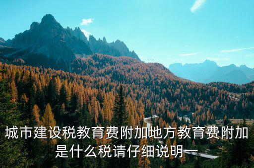 地方附加稅是什么，城市建設(shè)稅教育費(fèi)附加地方教育費(fèi)附加是什么稅請(qǐng)仔細(xì)說明一