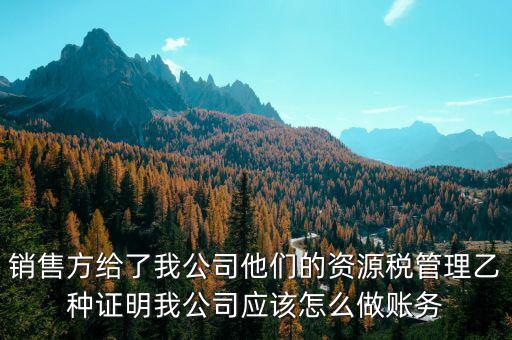 什么叫資源稅甲乙種證明，銷(xiāo)售方給了我公司他們的資源稅管理乙種證明我公司應(yīng)該怎么做賬務(wù)