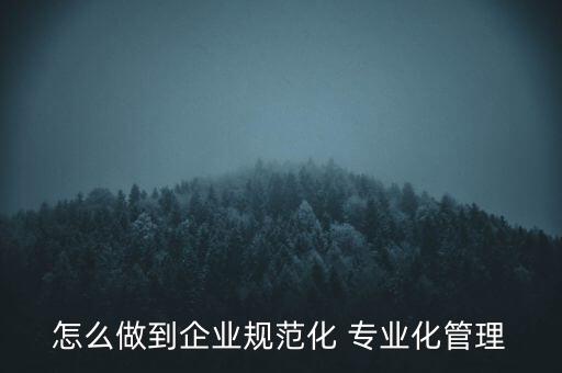 專業(yè)化公司如何管理，專業(yè)化企業(yè)的建議