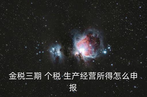 金三個(gè)稅如何申報(bào)，金稅三期 個(gè)稅 生產(chǎn)經(jīng)營(yíng)所得怎么申報(bào)