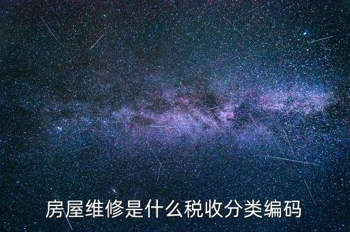 如何維護稅收分類編碼，房屋維修是什么稅收分類編碼