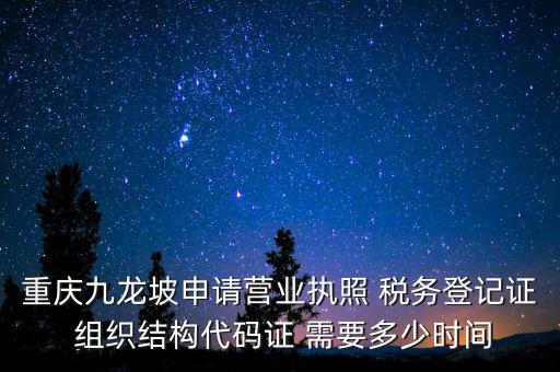 重慶九龍坡申請營業(yè)執(zhí)照 稅務登記證 組織結(jié)構(gòu)代碼證 需要多少時間