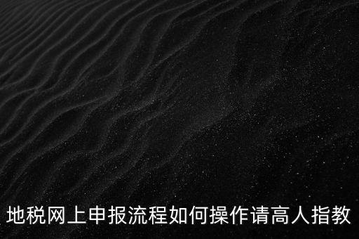 地稅網上申報流程如何操作請高人指教