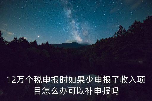 12萬個稅申報如何補報，年收入超12萬申報期錯過申報怎么辦