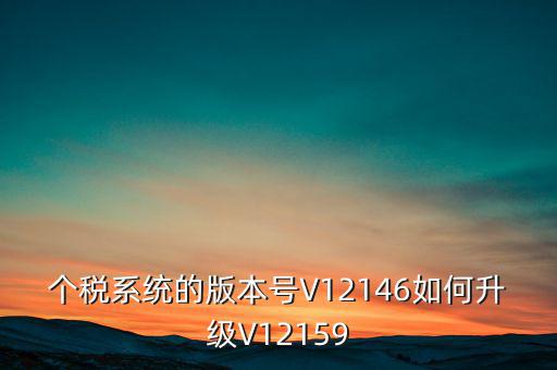 個人所得稅系統(tǒng)如何在線升級，個稅系統(tǒng)的版本號V12146如何升級V12159