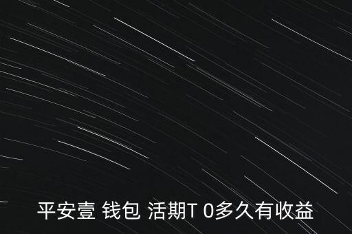 平安壹 錢(qián)包 活期T 0多久有收益