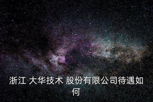 浙江 大華技術 股份有限公司待遇如何