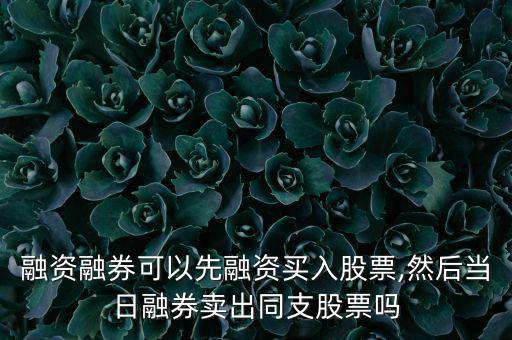 融資融券可以先融資買(mǎi)入股票,然后當(dāng)日融券賣(mài)出同支股票嗎