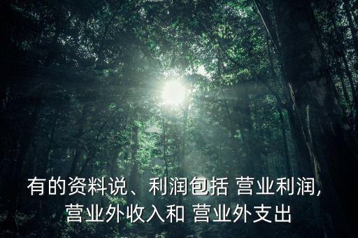 有的資料說(shuō)、利潤(rùn)包括 營(yíng)業(yè)利潤(rùn), 營(yíng)業(yè)外收入和 營(yíng)業(yè)外支出