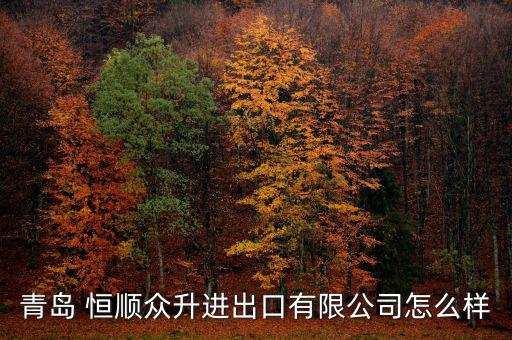 青島 恒順眾升進出口有限公司怎么樣