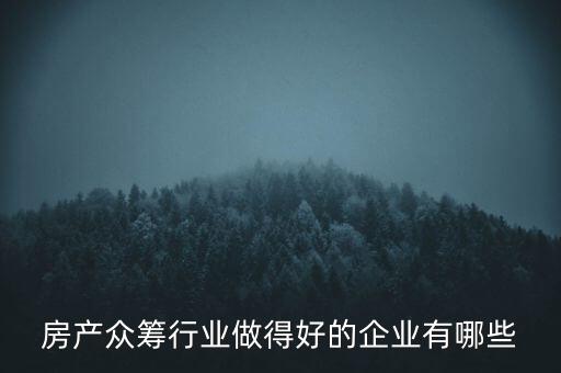 房產眾籌行業(yè)做得好的企業(yè)有哪些