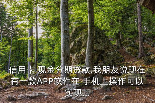 信用卡 現(xiàn)金分期貸款,我朋友說現(xiàn)在有一款A(yù)PP軟件在 手機上操作可以實現(xiàn)...
