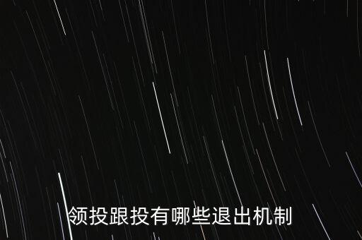 什么是跟投機(jī)制，領(lǐng)投跟投有哪些退出機(jī)制