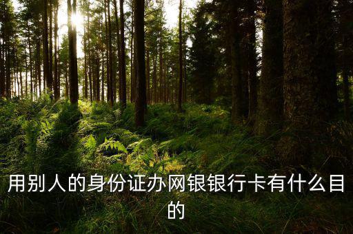 借別人身份證開網(wǎng)銀是什么目的，用別人的身份證辦網(wǎng)銀銀行卡有什么目的