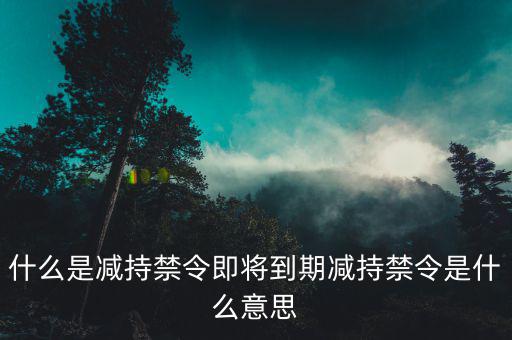 減持禁令是什么意思，1月8號大股東減持是什么意思