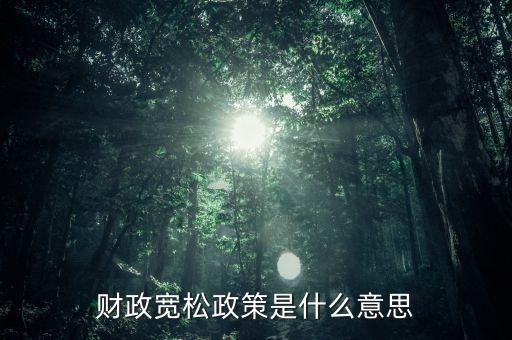 什么是寬松的財政政策，什么是寬松經(jīng)濟(jì)政策