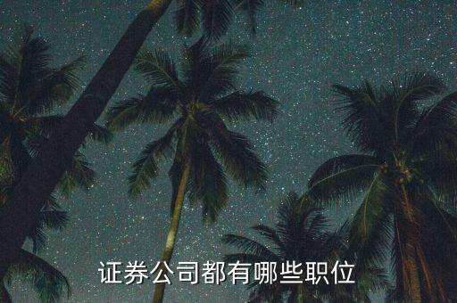 證券公司工會主席是什么職務(wù)，證券公司都有哪些職位 每個職位都是做什么的