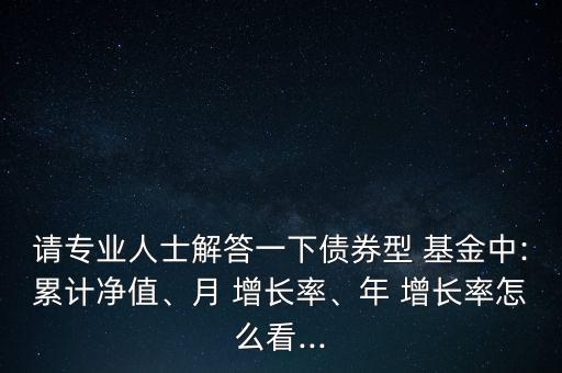 請(qǐng)專業(yè)人士解答一下債券型 基金中:累計(jì)凈值、月 增長率、年 增長率怎么看...