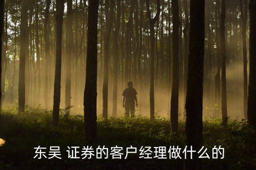  東吳 證券的客戶經理做什么的