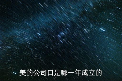 美的集團什么時候上市的，美的公司口是哪一年成立的