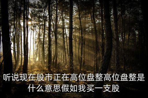 聽說(shuō)現(xiàn)在股市正在高位盤整高位盤整是什么意思假如我買一支股
