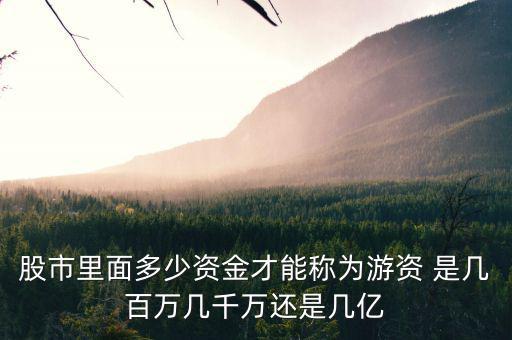 股市里面多少資金才能稱(chēng)為游資 是幾百萬(wàn)幾千萬(wàn)還是幾億