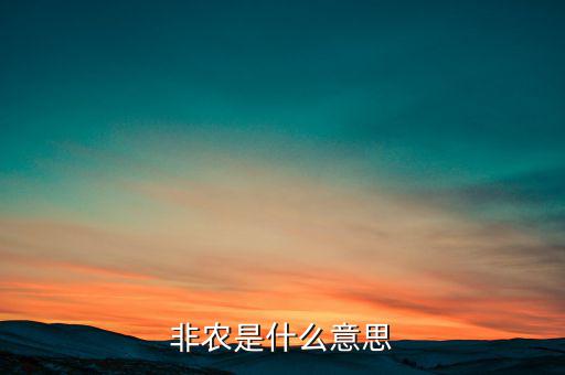 大非農(nóng)是什么意思，非農(nóng)是什么意思