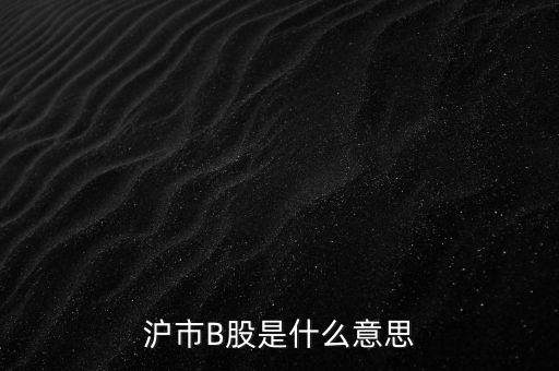 滬深b股是什么意思，滬市B股是什么意思