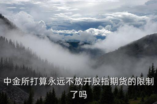 中金所打算永遠不放開股指期貨的限制了嗎